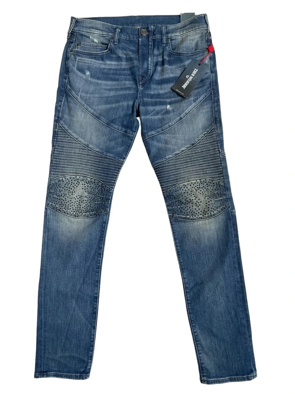 True Religion Mens Rocco Relaxed Skinny Classic Moto Jeans Sz 34